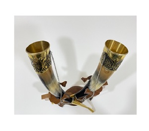 Taza Vikinga de Cuerno Natural para Beber, Hecha a Mano, con Soporte, Pulida a Espejo, de la Mejor Calidad - Product Image 5