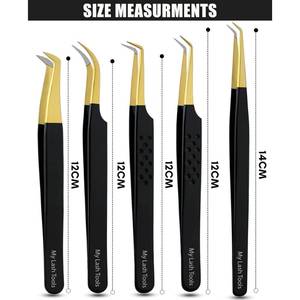 Pince à épiler professionnelle pour extensions de cils à pointe en fibre, courbée à 45 et 90 degrés, classique droite, outil de précision pour isolation des cils - Product Image 5
