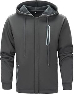 Sudadera con capucha y cremallera de manga larga de alta calidad para hombre - Product Image 3