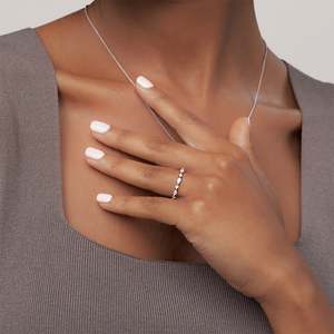 Luxueux or massif 18 carats alternant marquise et bague en diamant rond ensemble de broches partagées bague de promesse empilable de bande de mariage pour elle - Product Image 2