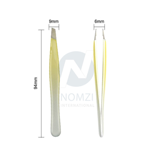 Mini pinzas de depilación de cejas con punta inclinada de acero inoxidable profesional de alta calidad, pinzas de cejas personalizadas - Product Image 5