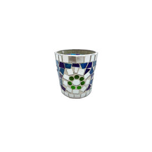 Vente chaude Verre Votive Aqua Bleu Mosaïque Bougeoir Pour Salon Et Décoration De La Maison À La Main en Vrac - Product Image 4
