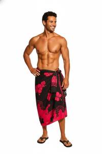 Pareo hawaïen Polynésie Sarong pour homme en satin poly doux à séchage rapide, enveloppe de plage, marque blanche - Product Image 3