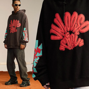 Sweat à capuche et pantalon à impression bouffante personnalisés en gros Impression bouffante 3D Sweats à capuche Survêtement Impression en mousse à la vente en gros - Product Image 4