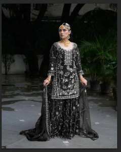 Traje Salwar Kameez Moderno de Calidad de Exportación India con Palazzo de Estilo Elegante para Bodas y Fiestas, Personalizable - Product Image 1