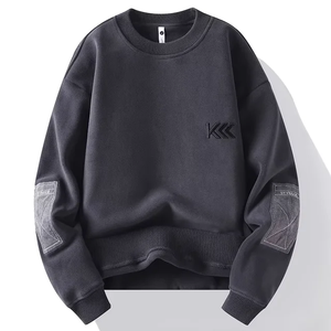 เสื้อวอร์มคอลูกเรือแบบผ่าหน้าสำหรับผู้ชายเสื้อวอร์มผ้าฝ้ายผ้าเทอร์รี่โอเวอร์ไซส์ - Product Image 3