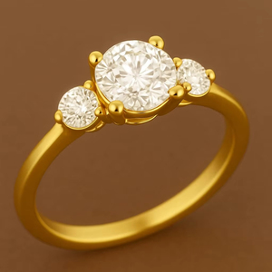 Bague de fiançailles et de mariage éternelle en or jaune 14 carats de luxe avec moissanite ronde de 1 ct et 0,38 ct certifiée pour femme - Product Image 1