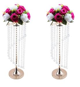 Soporte de flores de cristal de Metal dorado y plateado, centros de mesa de boda, decoración de boda, soporte de flores de Metal, jarrón. - Product Image 4