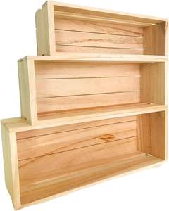 Paquete de 3 cajas de madera para manualidades, juego de Caddy | Anidación para exhibir cajas de madera para manualidades, caja decorativa de madera - Product Image 3