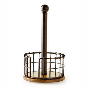 Porte-serviettes de haute qualité couleur noire avec Base en bois dessus de Table Design moderne papier fer en bois rond pour ustensiles de cuisine 2025 - Product Image 1