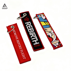 Porte-clés en tissu personnalisé avec logo brodé, de haute qualité, écologique, de la marque Aifran Sports, avec anneaux métalliques - Product Image 5