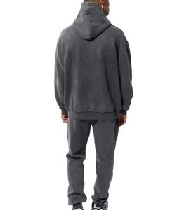 Ensemble de survêtement délavé à l'acide personnalisé pour hommes, vente en gros de pantalons de survêtement en coton molletonné épais du fabricant, grande taille pour l'hiver - Product Image 2