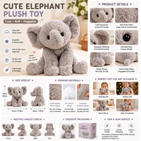 Peluche Éléphant Lestée Ultra Douce Anti-Anxiété, Compagnon de Sommeil, Décoration de Chambre d'Enfant