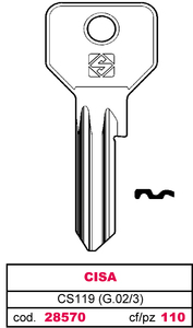Chiave in Ottone Cs119 (g.Vac 3) Cisa - Product Image 1