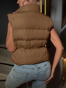 Vêtements d'hiver pour femmes de qualité supérieure gilet bouffant coupe-vent et chaud avec logo personnalisé fermeture à glissière complète tissage tissé respirant - Product Image 3