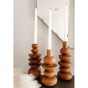 Bougeoir en bois d'acacia - Product Image 1