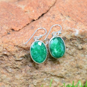 Classical <b>Earrings</b> Jewelry For Women Silver Boho Style Jewelry 925 Sterling Silver Emerald Gemstone <b>Handmade</b> <b>Earrings</b> Gift Wife - Product Image 4