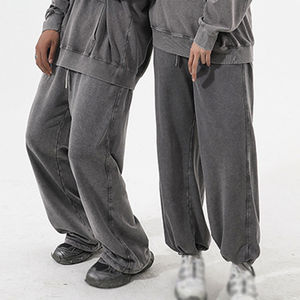 กางเกงวอร์มขายาวสำหรับทั้งชายและหญิงผ้าคอตตอนซักด้วยกรดสีจาง - Product Image 3