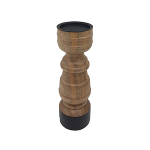Portavelas de madera de alta calidad con acabado marrón para el hogar y hoteles, decoración de iluminación de mesa hecha a mano a granel - Product Image 3