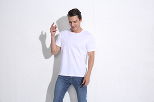 RoofGallery Bamboo Cotton T-Shirt Men <b>White</b> Custom <b>Plain</b> Blank For Printing Regular Fit Short Sleeve O-Neck Casual Eco-Friendly - Product Image 6