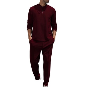 ชุดวอร์มสองชิ้นกางเกงมีโครงซิปครึ่งสีทึบระบายอากาศได้ดีชุดวิ่งกลางแจ้งลำลองฤดูร้อน - Product Image 2