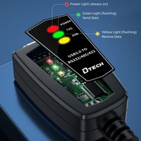 DTECH 1,5 m USB A Tipo C a RS232/422/485 Serial Macho DB9 Adaptador Convertidor Cable con Indicadores LED