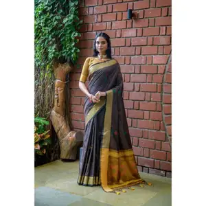 Latest Collection Excellent Quality New Designer Heavy Silk Saree With Blouse With Ikat Weave Work Indian Supplier And Exporter