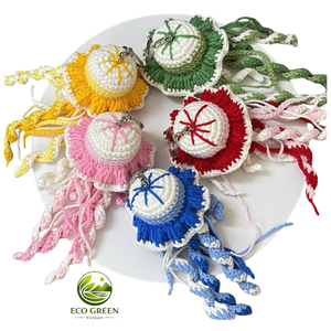Mini Amigurumi Jellyfish Keychain Handmade Crochet Ocean Theme Pendant Cute Soft Yarn <b>Keyring</b> Bag <b>Charm</b> Gift Idea - Product Image 5