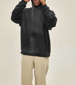 Heavyweight 500 Gsm French Custom Blank Terry Vintage Distressed Oversized Acid Washed Sun Faded 100% Sudadera con capucha de algodón - Product Image 3