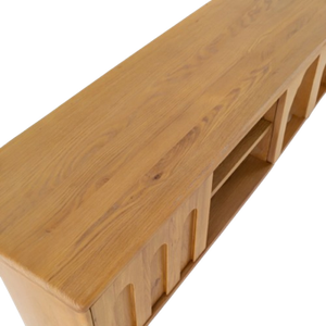 Meuble TV moderne et écologique en bois massif fait main pour salon et appartement, avec fonctions réglables et de rangement - Product Image 2