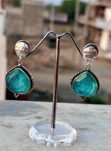 Boucles d'oreilles en argent Sterling 925 magnifiquement conçues bijoux en argent mignon Pariba pierre précieuse en cristal pour cadeau de fête de mariage pour elle - Product Image 5