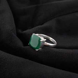 Bague en argent sterling 925 faite à la main, onyx vert taille ovale, certifiée IGI, 1,40 carat, bijou cadeau pour mère, épouse, femme - Product Image 3