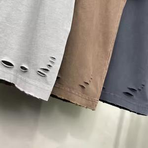 Camiseta Unisex de algodón 100% de gran tamaño de tendencia, transpirable, de secado rápido, hilo de bambú de alta calidad, hilo de punto teñido - Product Image 2