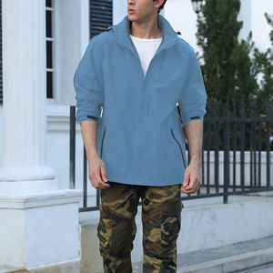 Veste coupe-vent avec logo personnalisé pour hommes grande taille col montant équipement de sport de plein air pour l'hiver - Product Image 1