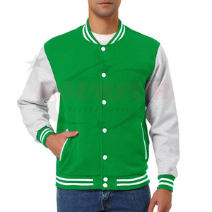 High Quality Winter Men's Varsity Jacket with Genuine Leather Stand Collar Breathable Design-New Arrival Trending Wholesale - Product Image 2