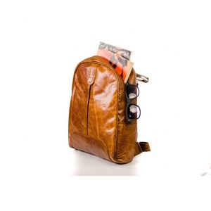 LW Style Vintage Look Brown Crunch Leather <b>Backpack</b> Travel <b>Backpack</b> Office Leather Large Capacity Travel Bag For Men And Women - Product Image 4