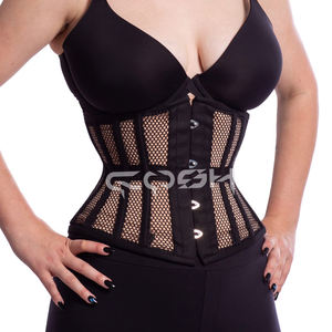 Corset court en maille noire de qualité supérieure, style underbust - Product Image 3