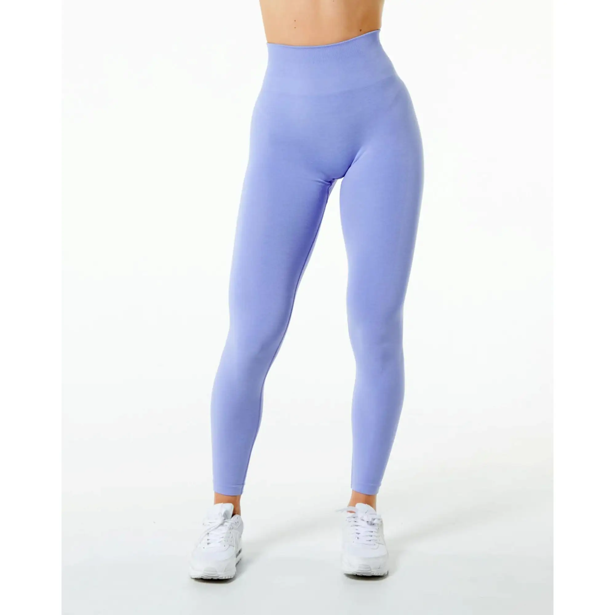 Tessuto 51% poliammide 38% poliestere 11% elastan affusolato a vita alta digitale viola donna traspirante senza cuciture Scrunch Leggin