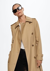 Gabardina de algodón de sarga con doble botonadura para mujer, gabardina ligera elegante de estilo clásico, longitud media, personalizada, venta al por mayor - Product Image 2