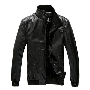 Chaqueta de Cuero Vintage con Cuello Alto Informal al por Mayor, Chaqueta de Cuero Personalizada para Hombre, Chaqueta de Cuero PU de Alta Calidad para Motociclistas - Product Image 1