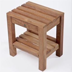 Taburete de ducha de madera de teca para baño - Product Image 1