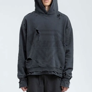 เสื้อฮู้ดผู้ชายสไตล์วินเทจผ้าคอตตอนผสม - Product Image 4