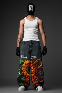 Pantalones Vaqueros de Mezclilla para Hombre, Diseño Personalizado con Logotipo, Estilo Desgastado, Estampado Ligero, Moda Urbana, Venta al Por Mayor, Estilo High Street - Product Image 4