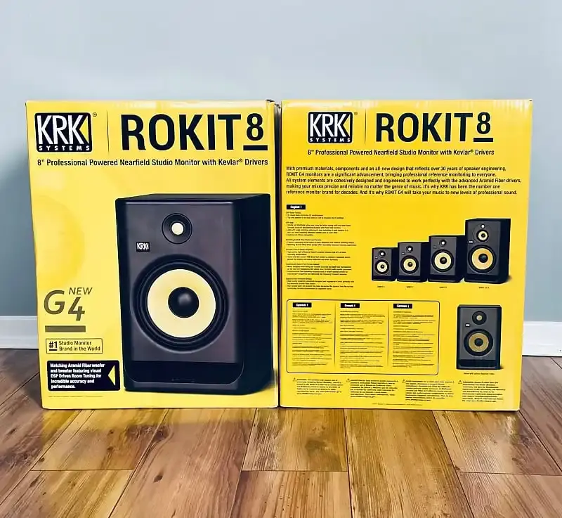 새로운 KRK RP8 Rokit 8 G4 전문가용 바이앰프 8 전원 스튜디오 모니터 쌍 블랙 사용 가능 할인 브랜드 신규