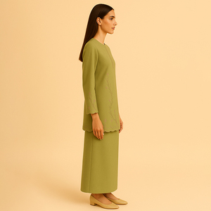 Zia Isra, conjunto de ropa musulmana tradicional de estilo modesto, botones de escote bordados intrincados modernos, opciones de talla grande disponibles - Product Image 6