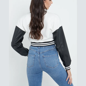 Nouveau Style femmes vêtements mode Streetwear Patchwork bouton femmes automne recadrée femmes dame manteau varsité veste - Product Image 3