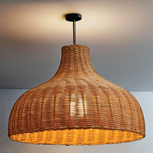 Lampe suspendue en rotin sculptural Décoration d'intérieur Léger Durable Moderne Polyvalent Éclairage d'ambiance Effet de lueur chaude Fait à la main - Product Image 1