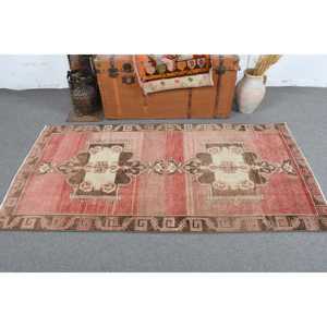 Vintage Rug, 0.3x6.2 ft <b>Runner</b> Rug, <b>Red</b> Brown Wool Rug - Product Image 3