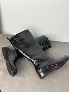 <span class=keywords><strong>Stivali</strong></span> Alti al Ginocchio in Pelle di <span class=keywords><strong>Coccodrillo</strong></span> 100% Nera per Uomo, Artigianali, Personalizzabili, Ideali per Occasioni Casual e Formali - Product Image 5