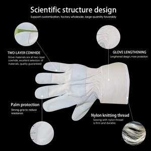 Gants de travail flexibles en cuir de vachette avec logo personnalisé Gants de travail de sécurité pour écran tactile Gants de travail à prix de gros - Product Image 6